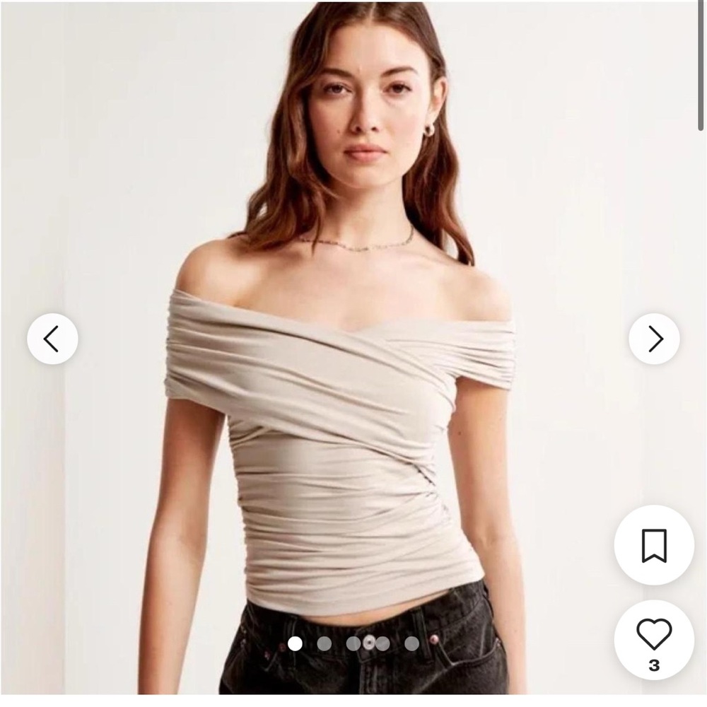 Abercrombie NWT S Taupe Drape off shoulder top